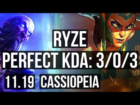 RYZE vs CASSIOPEIA (TOP) | 3/0/3, Rank 10 Ryze | BR Challenger | v11.19