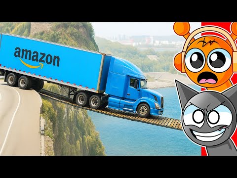 Reacting to CARS vs SUSPENSION BRIDGE CHALLENGE…