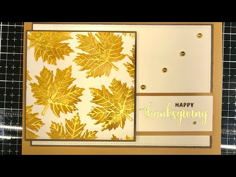 Let's Make a 5x7 Card - Autumn Leaves, Stencil, Lunar Paste, Embossing Powder
