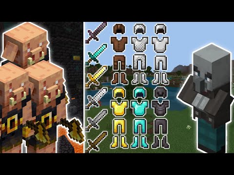 3 PIGLIN BRUTES VS ALL ARMOURED VINDICATORS (+ SWORDS) | MINECRAFT