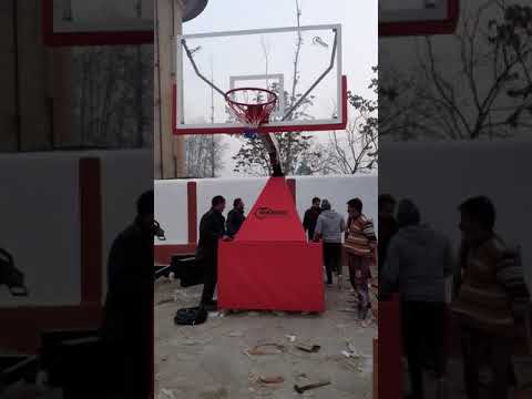 Fixed maaoon white basketball pole