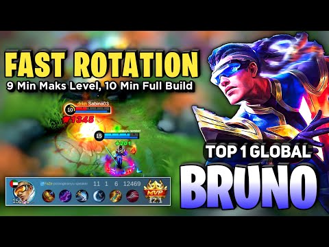 FAST FARM ROTATION! Bruno Best Build 2023 [ Bruno Gameplay Top 1 Global ] Mobile Legends