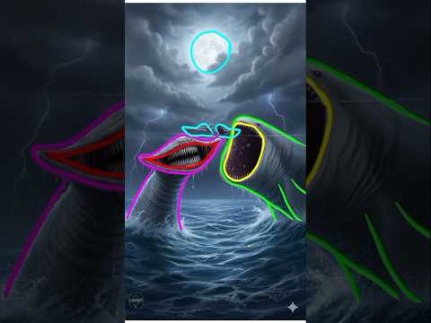 El Gran Maja vs Bloop - Line Art 050 #shorts #drawing #seamonsters #monsterbattle #howtodraw #art