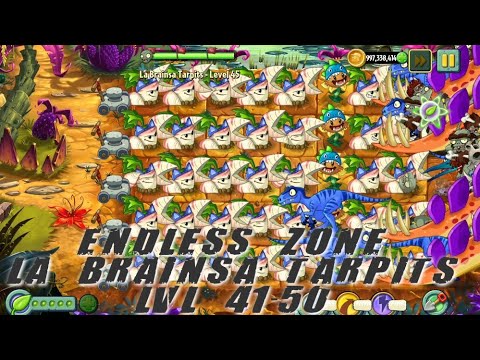 Plants vs Zombies 2 - Jurassic Marsh | Endless Zone All Max Level Plants Test Level 41 - 50