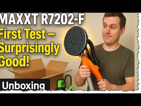 MAXXT 4mm Random Orbital Drywall Sander, Brushless 400W 3.5A Foldable Electric Wall Sander, Sander Tool with 1&2 Modes Suction Switching, Memory Variable Speed, 180° Flex Head, LED Light, Carry Bag video review thumbnail