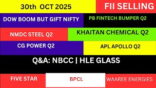 LATEST SHARE MARKET NEWS💥30 OCT💥CG POWER RESULT NEWS💥NMDC STEEL NEWS PB FINTECH KHAITAN PART-1&2