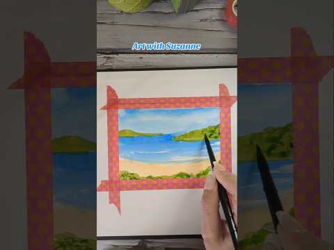 Summer Beach Watercolor Painting 🌴🌊 #watercolor #painting #art