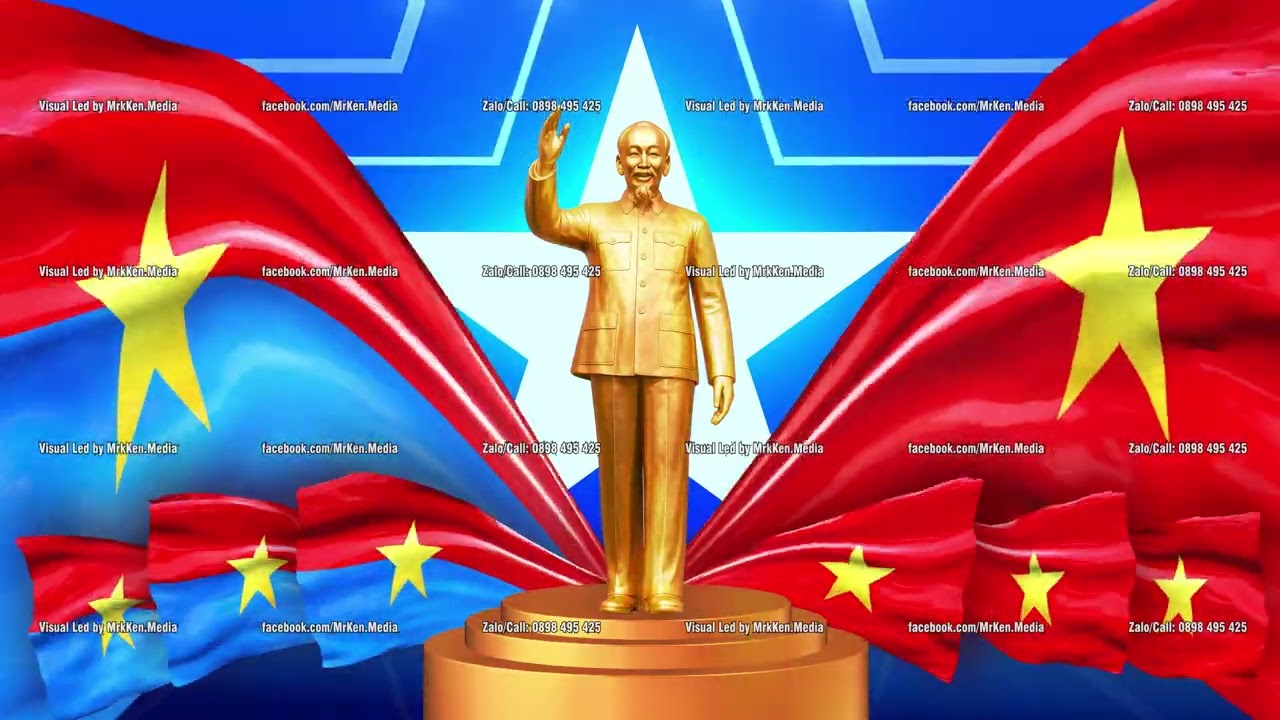 190.2 - Bác Hồ  - Cờ Giải Phóng & Cờ VN - 16x9