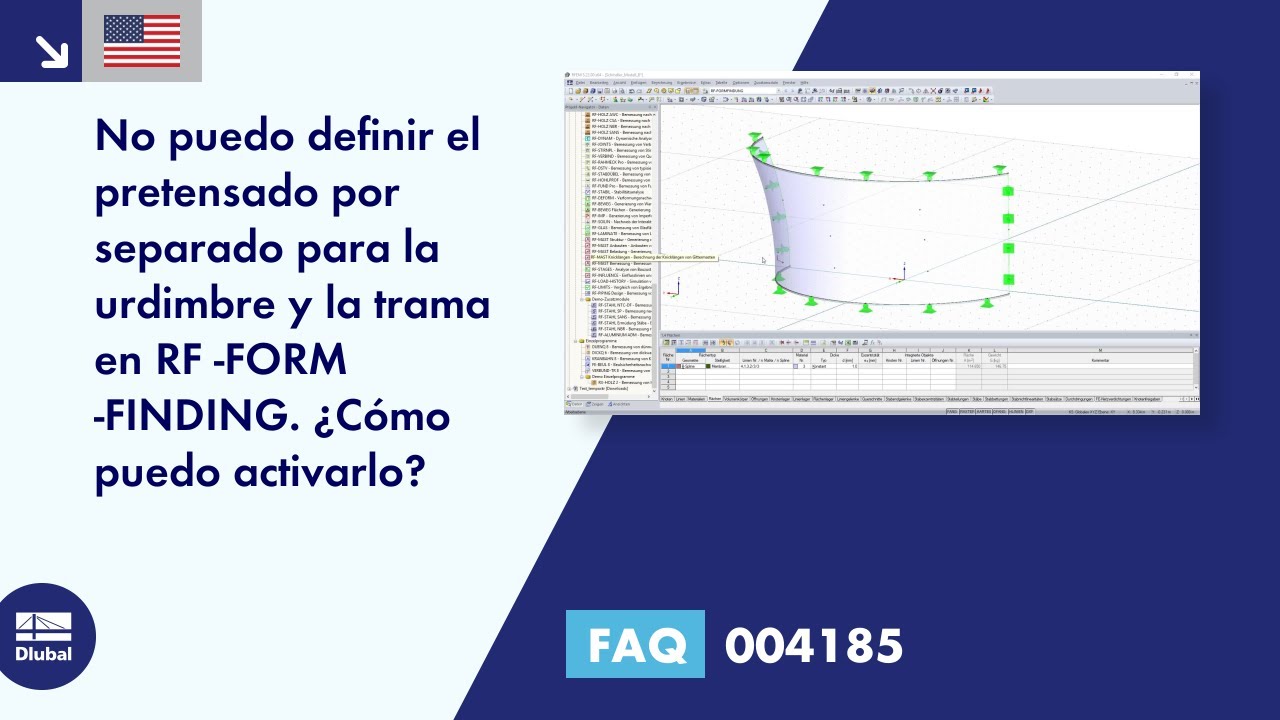 FAQ 004185 | No puedo definir el pretensado por separado para la urdimbre y la trama en RF -FORM -FINDING ...