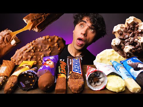 ASMR CANDY ICE CREAM BARS (SNICKERS, MILKA, MARS, OREO, KITKAT) CHOCOLATE PARTY DESSERT MUKBANG 먹방