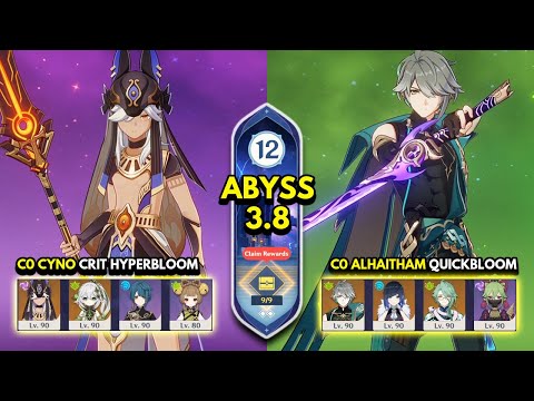 C0 Cyno Hyperbloom & C0 Alhaitham Quickbloom | Spiral Abyss 3.8 Floor 12 9 Stars Genshin Impact 3.8