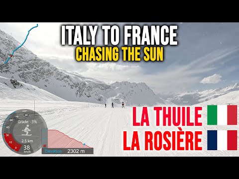 [4K] Skiing La Thuile to La Rosière, Chasing the Sun, Espace San Bernardo Italy France, GoPro HERO13