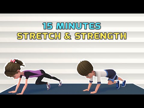 15 MIN FULL BODY KIDS WORKOUT - STRETCH & STRENGTH