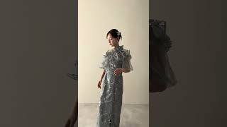 グレイッシュブルーの3wayチュールスパンコールドレス 動画