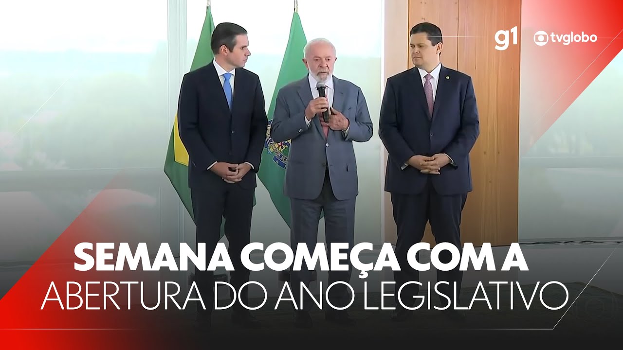 Lula recebe presidentes da Câmara e do Senado na abertura do ano Legislativo #g1 #JN #notícias