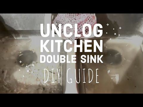 How to UNCLOG a kitchen DOUBLE SINK with Garbage Disposal EASY and CHEAP. NO HARSH CHEMICALS NEEDED!