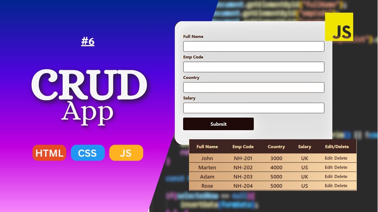 Employee Management System | JavaScript CRUD App Project (Step by Step)