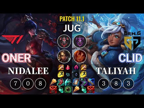 T1 Oner Nidalee vs GEN Clid Taliyah Jungle - KR Patch 11.1