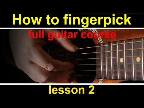 Guitar Lesson 2, how to play fingerstyle guitar.  (fingerpicking for beginners)