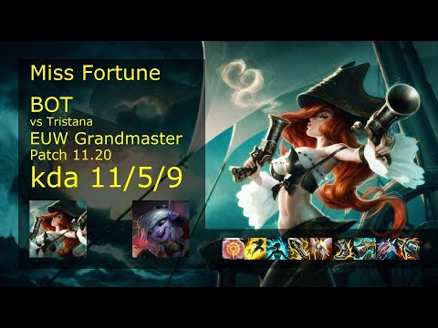 Miss Fortune ADC & Rell vs Tristana & Leona - EUW Grandmaster 11/5/9 Patch 11.20 Gameplay