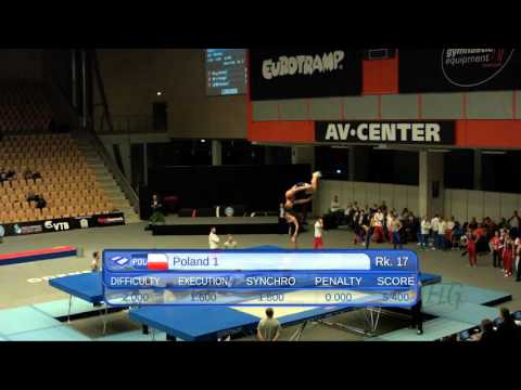 Poland 1 (POL) - 2015 Trampoline Worlds - Qualification Synchro Routine 2