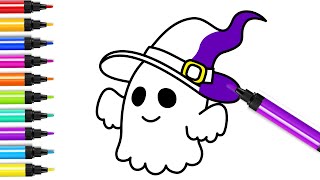 How To Draw a Ghost For Halloween Step By Step | BittyBrush For Kids