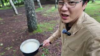 Eggplant somen noodles made at the campsite