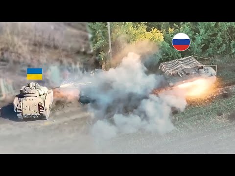 ???? Ukraine War - Ukrainian Bradley Knocks Out Russian T-80 Tank With TOW Missile & Shredds MT-LB