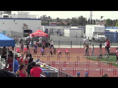 JVG 100m H vs HB & Newport 4-6-16 - Los Alamitos Girls