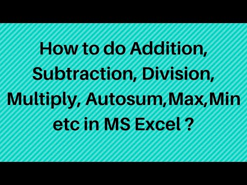 How to do Addition Subtraction Division Multiply Autosum etc in MS Excel Urdu Hindi Lesson 20