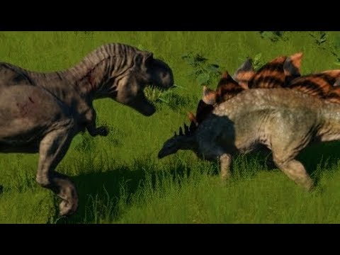 Jurassic World Evolution - Stegosaurus vs Tyrannosaurus Rex (1080p 60FPS)