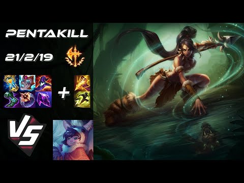 JUNGLE Nidalee vs Nunu & Willump [PENTAKILL] - NA Grandmaster Patch 25.S1.3