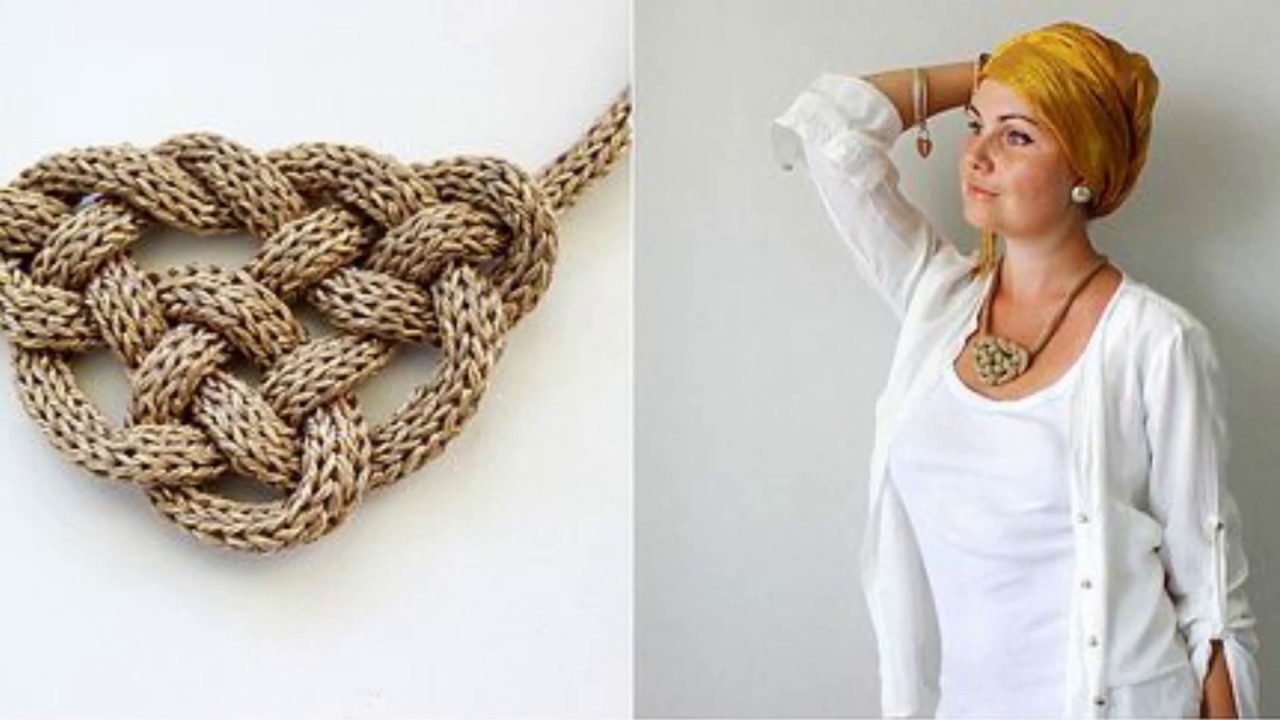 Вязаные колье и украшения на шею из трикотажа(ч2)