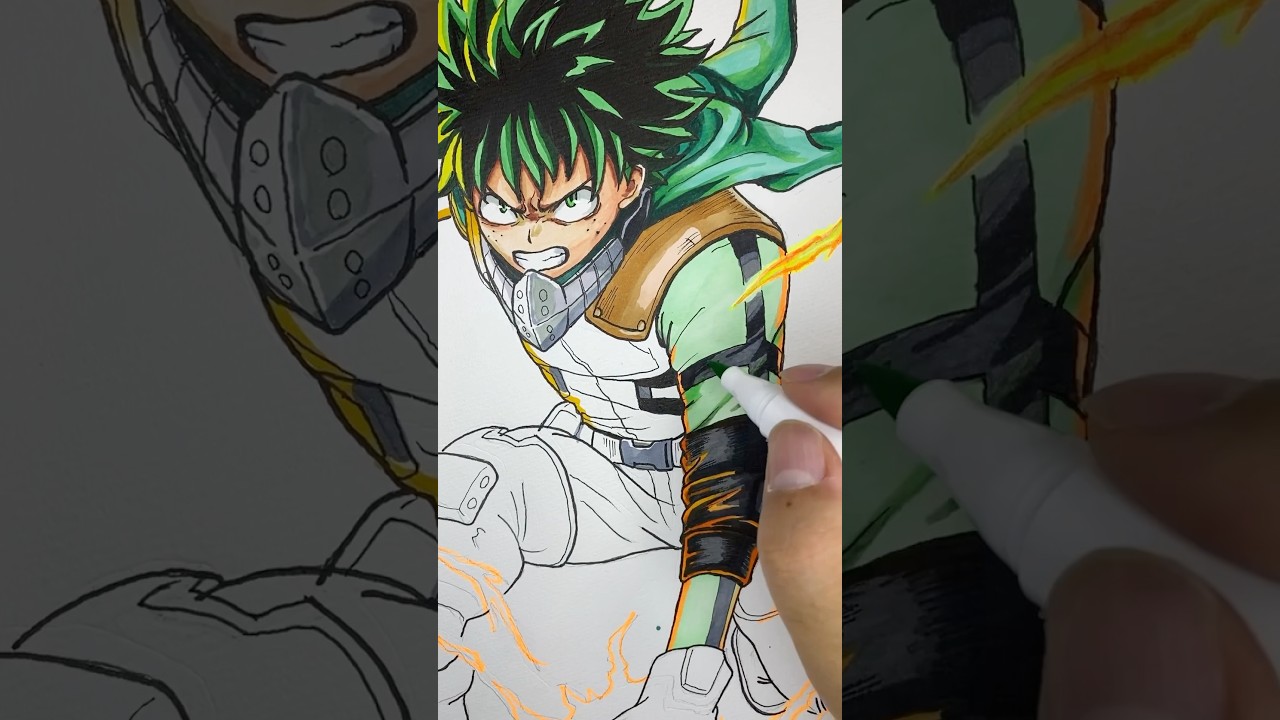 【ヒロアカ出久】イラスト描いてみた！#ヒロアカ #僕のヒーローアカデミア #デク #似顔絵 #イラスト#shorts