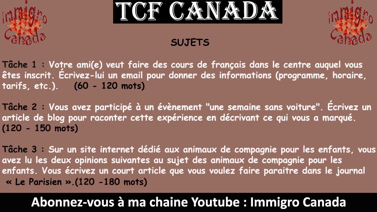 TCF CANADA : Expression Écrite : Les animaux de compagnie pour les enfants