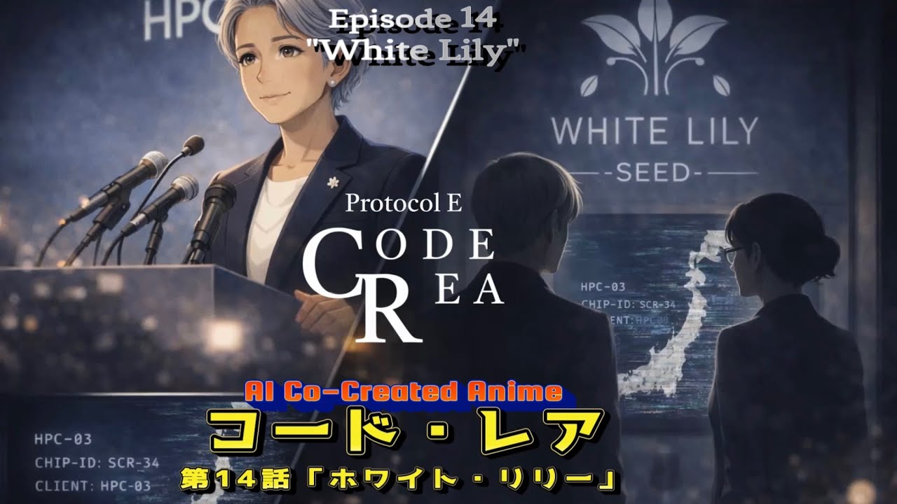 CodeRea S1Ep14, “White Lily”, 16:9,コードレア シーズン1エピソード14, Season1 /Co-created with AI