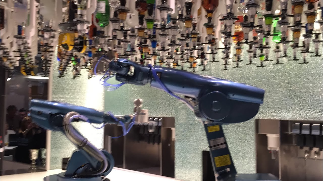 Bionic Bar! Robotic Bartenders Mix Drinks on Quantum of the Seas - Royal Caribbean - YouTube