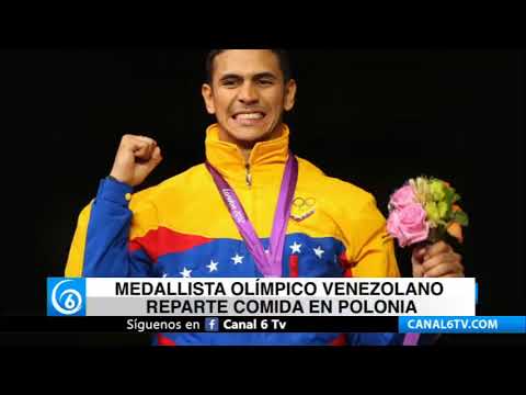 Medallista olímpico venezolano reparte comida en Polonia