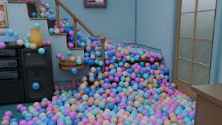 7000 balls in drawing room - rigid body simulation || Blender