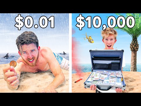 $0.01 vs $10,000 Island Survival Challenge!