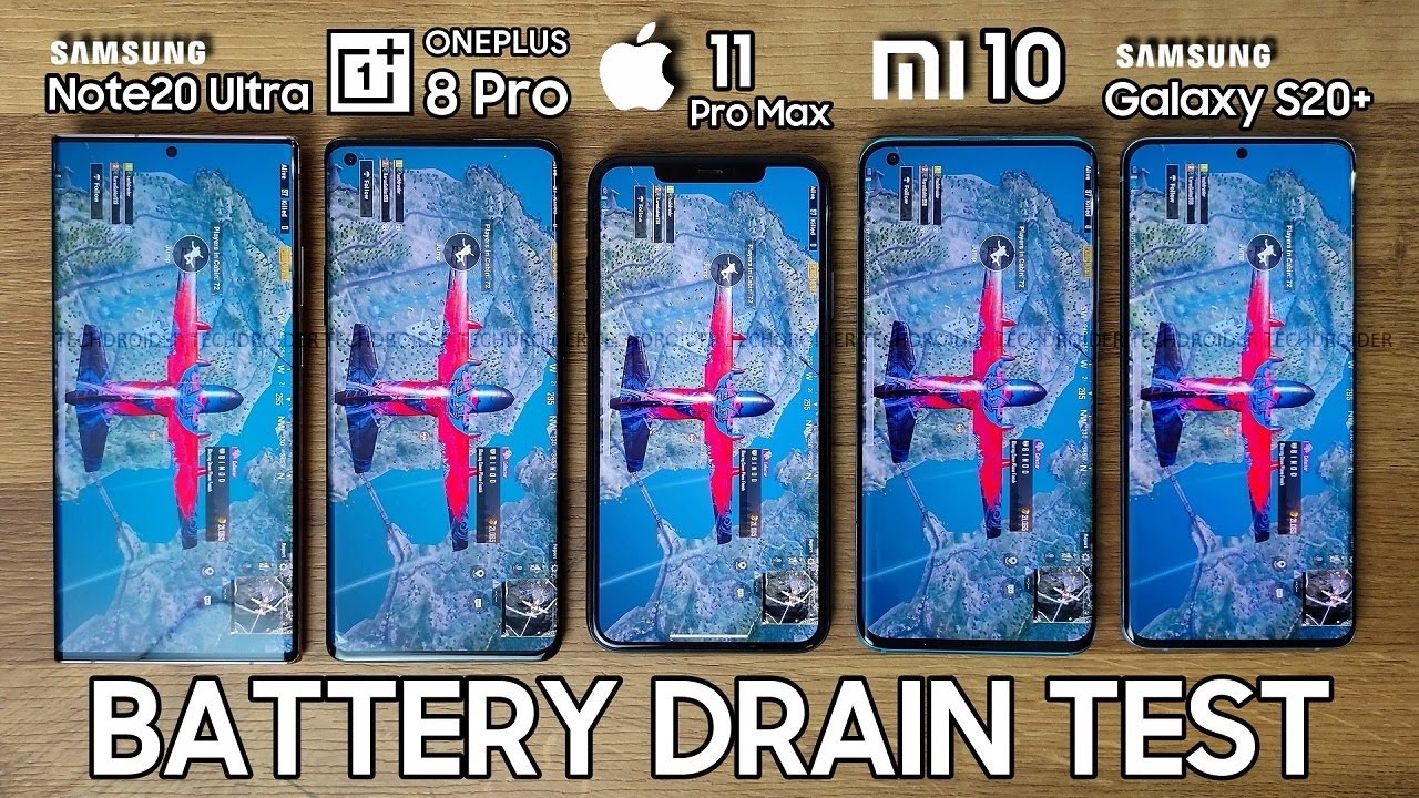 Samsung Galaxy Note 20 Ultra vs OnePlus 8 Pro / iPhone 11 Pro Max / Xiaomi Mi 10 BATTERY DRAIN TEST!