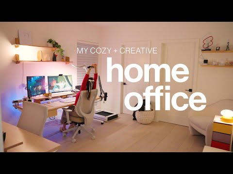 My 2024 Home Office Tour | cozy + creative desk setup, office furniture, organization system