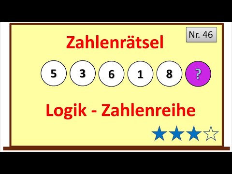 Zahlenrätsel 46  - Logik-Zahlenreihe 5 3 6 1 8 ? - Wie heißt das 6. Glied?