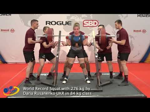 World Record Squat with 276 kg by Daria Rusanenko UKR in 84 kg class