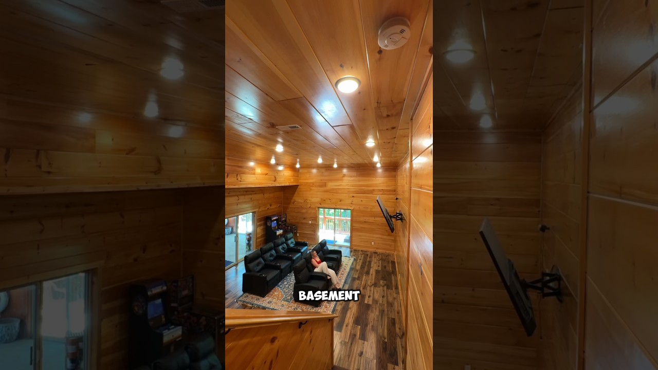 This airbnb has a movie theater & indoor pool…#travel #cabin #airbnbfinds