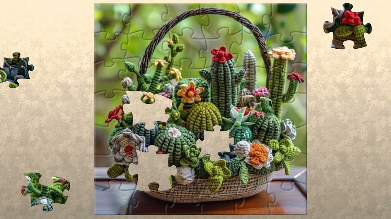 Puzzle Beautiful Knitted Flowers * Fun Online Puzzle Game