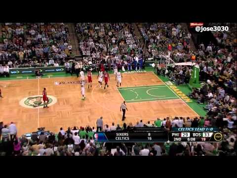 Rajon Rondo Alley-Oop to Ryan Hollins - 76ers @ Celtics 2012 NBA Playoffs