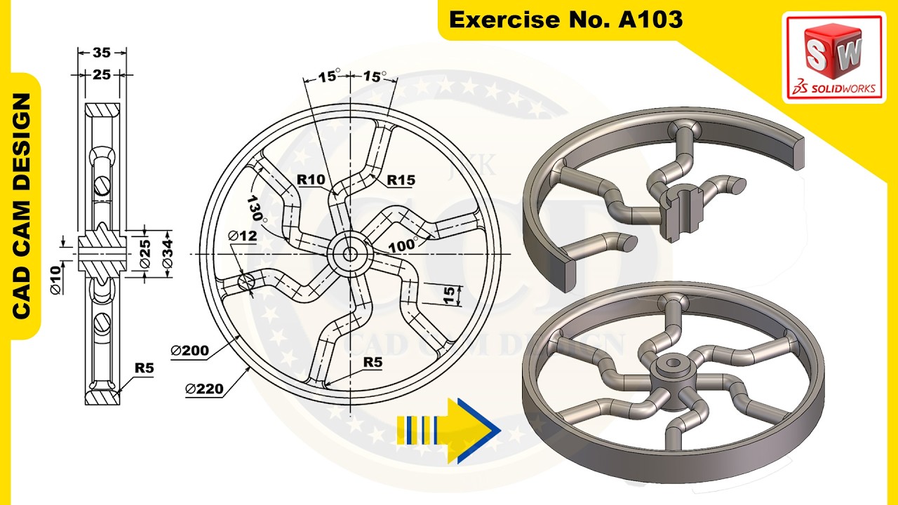 SolidWorks Tutorial for beginners Exercise A103