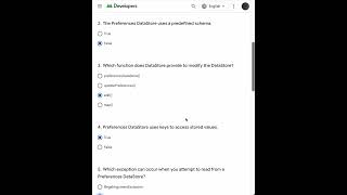 Store and access data using keys with DataStore quiz answers || Unit 6: Data persistence
