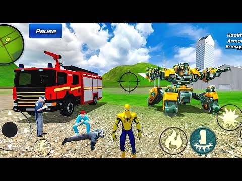 Spider Rope Hero Gangster Crime - Fire Truck Driving at Vegas City - Android Gameplay